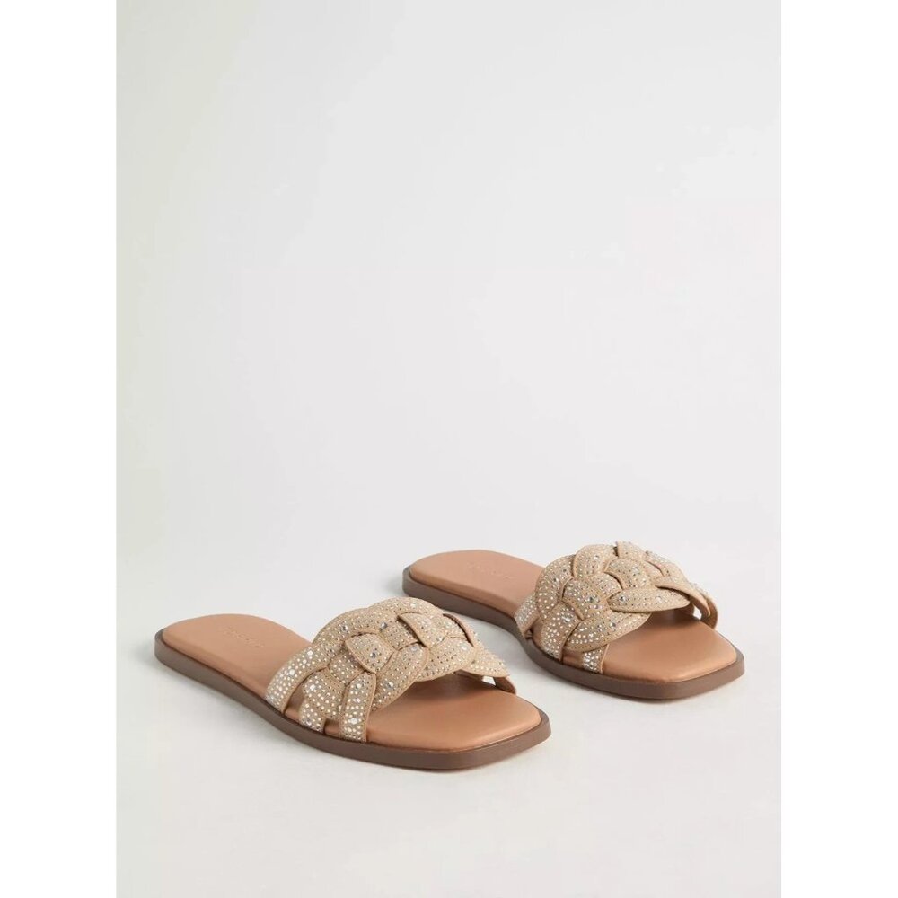 Torrid Embellished Braided Slide Nude Champagne Plus Size‎ 10.5 WW (Extra Wide)